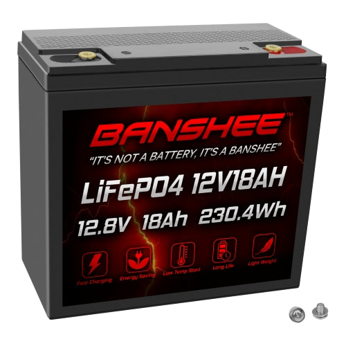 12V 18Ah LiFePO4 Lithium Battery – Deep Cycle, 3000+ Cycles, 20A BMS for Fish Finder, Scooter, UPS, Power Wheels, Solar, Marine Use