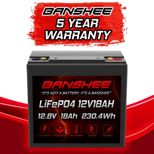 12V 18Ah LiFePO4 Lithium Battery – Deep Cycle, 3000+ Cycles, 20A BMS for Fish Finder, Scooter, UPS, Power Wheels, Solar, Marine Use