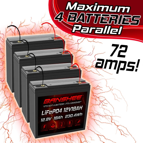 12V 18Ah LiFePO4 Lithium Battery – Deep Cycle, 3000+ Cycles, 20A BMS for Fish Finder, Scooter, UPS, Power Wheels, Solar, Marine Use