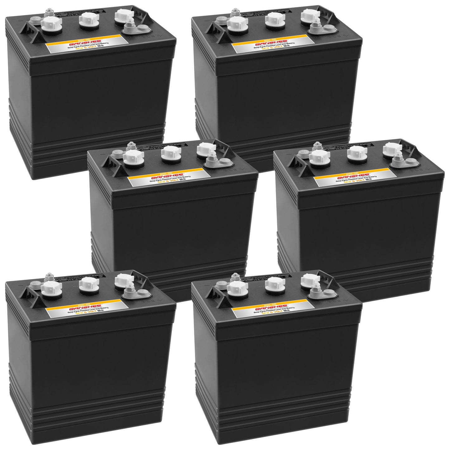 Banshee B-GC2-6 6V Deep Cycle Battery, Golf Cart, Solar, Marine, RV, Industrial Applications, Pack of 6