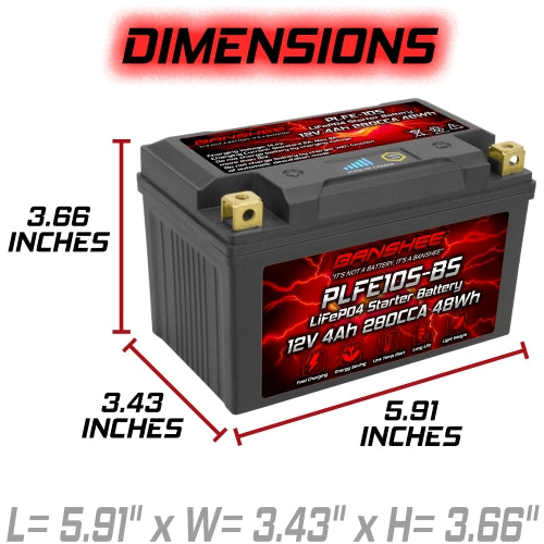 Banshee 12V LiFEPO4 Motorcycle Battery YTXZ10S
