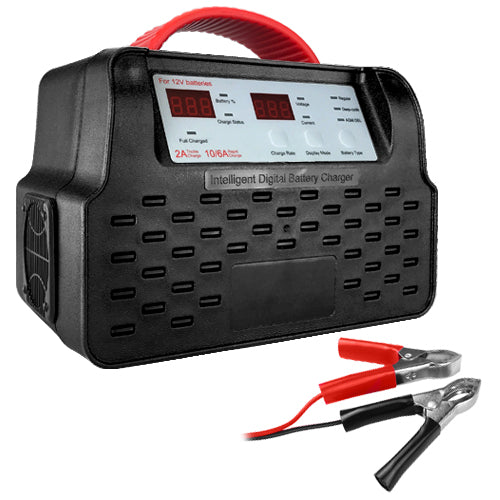 Fully Automatic 10A Battery Charger | LED Indicator | Suitable for 12V Batteries (6-230Ah) | All Lead-acid Types | Overcharge & Short-circuit Protection | U.S. Recommended
