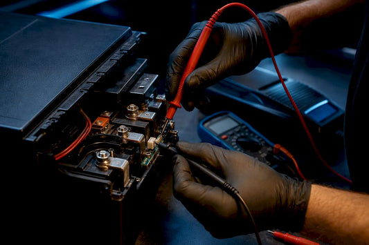 Technician checking LiFePO4 BMS wake circuit