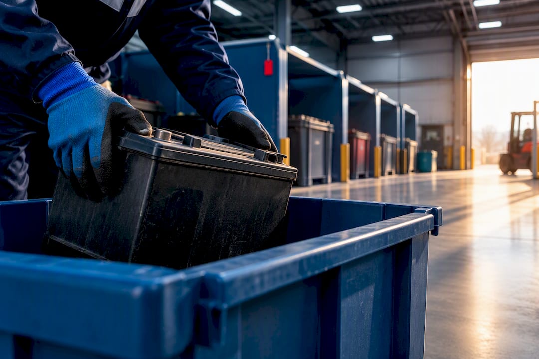 Anonymous boat battery entering recycling collection