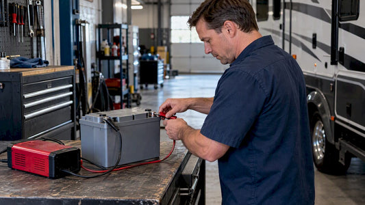 Owner connecting a charger to a gel battery