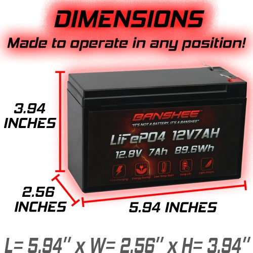 Banshee 12V 7Ah Lithium Battery Rechargeable LiFePO4 3000 Deep Cycle
