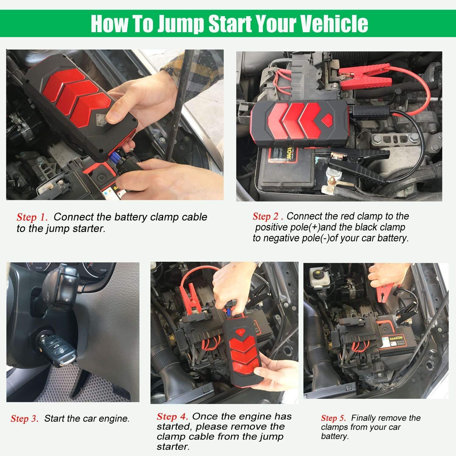 Banshee 800A Car Jump Starter – 10A Portable Power Bank with LED