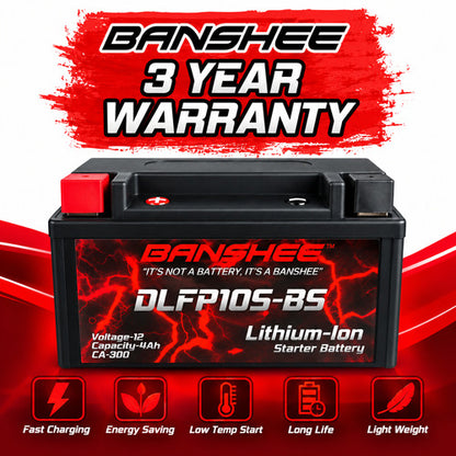 Banshee YTXZ10S LiFePO4 Lithium Motorcycle Battery – 12V Lightweight Replacement for Sport Bikes