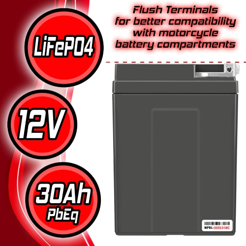 LiFEPO4 30L-BS Sealed Starter Motorcycle Battery