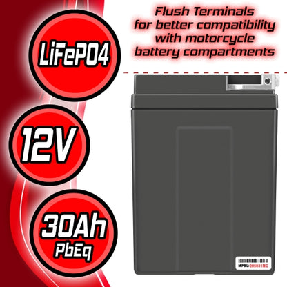 LiFEPO4 30L-BS Sealed Starter Motorcycle Battery