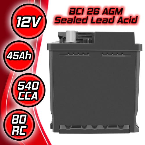 Banshee Group 26 AGM 12V Battery – Maintenance-Free, High-Cranking UTV Battery for Polaris Ranger, RZR, General, XP, PRO XD & More