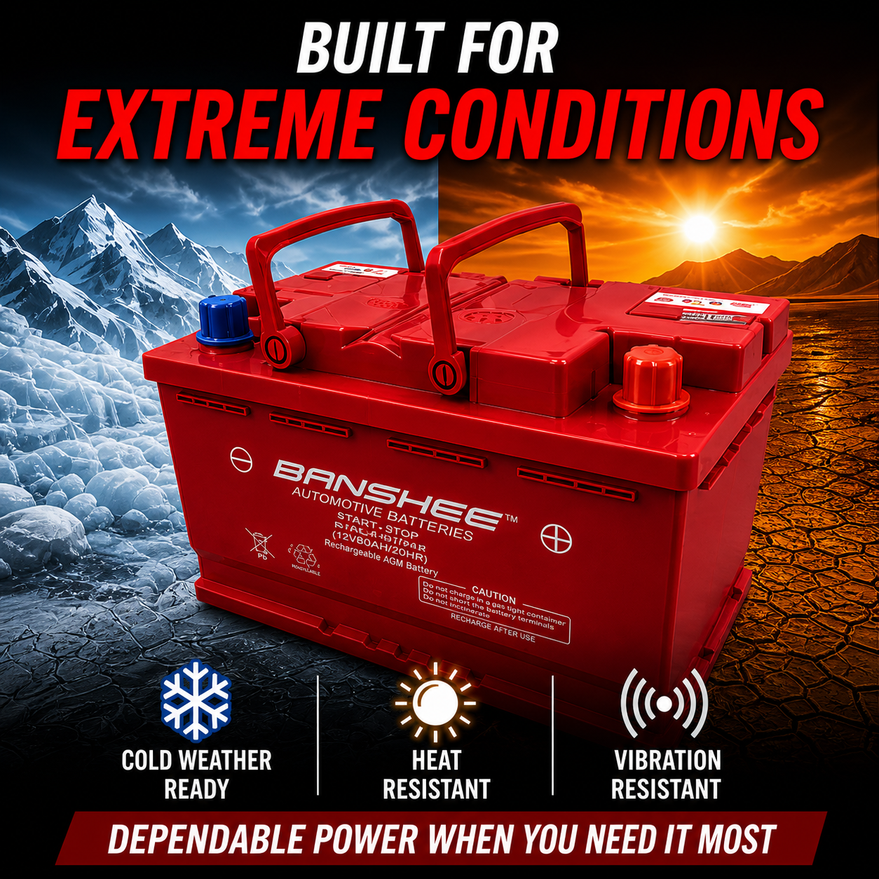 Banshee 94R H7 AGM Car Battery – 800 CCA, 12V 80Ah, Start-Stop Ready