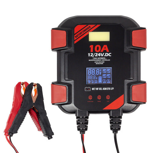Smart Battery Charger, 12V 10A / 24V 5A, for Lead Acid, AGM & LiFePO4 Batteries