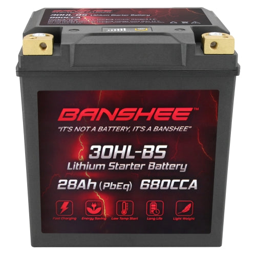 Banshee YTX30L-BS LiFePO4 Lithium Battery, 12V 28Ah 680CCA