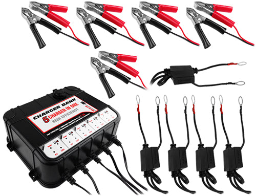 High-Performance 1.5 Amp 6 Volt and 12 Volt - 5 Bay SLA Battery Charger with Dual USB Ports and a 2-Year Warranty